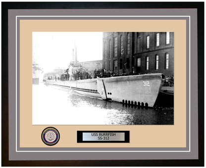USS Burrfish SS-312 Framed Navy Ship Photo Grey