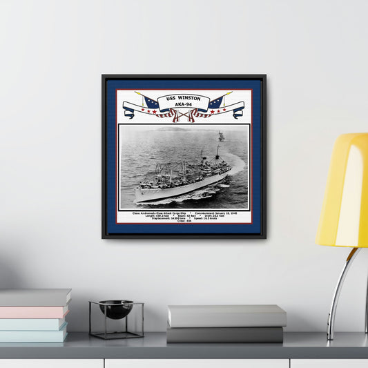 USS Winston AKA-94 Navy Floating Frame Photo Desk View