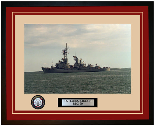 USS GOLDSBOROUGH DDG-20 Framed Navy Ship Photo Burgundy