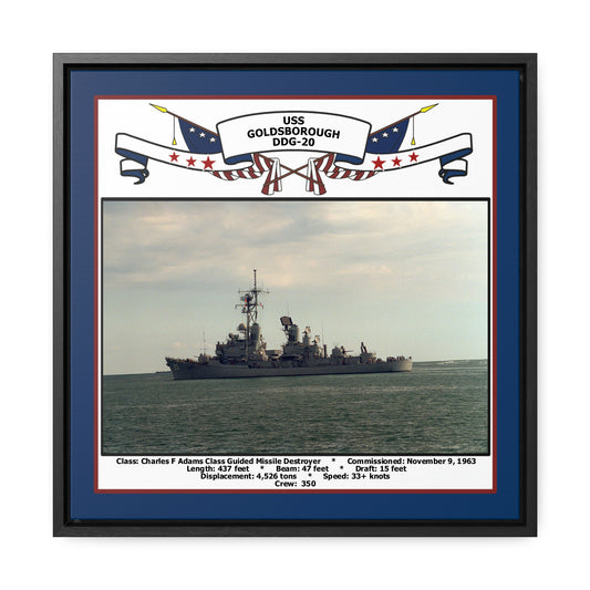 USS Goldsborough DDG-20 Navy Floating Frame Photo Front View