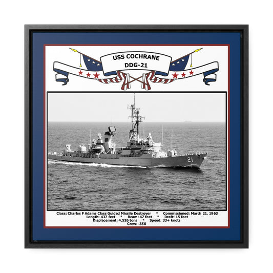 USS Cochrane DDG-21 Navy Floating Frame Photo Front View