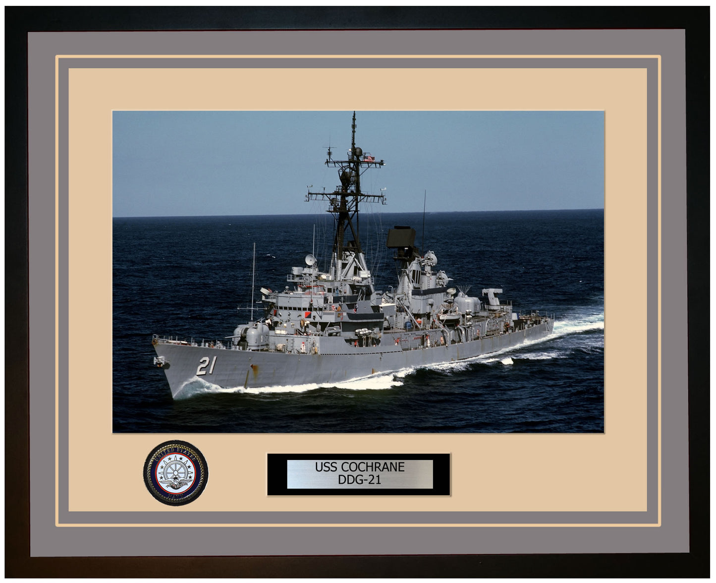 USS COCHRANE DDG-21 Framed Navy Ship Photo Grey