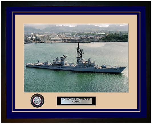 USS BENJAMIN STODDERT DDG-22 Framed Navy Ship Photo Blue
