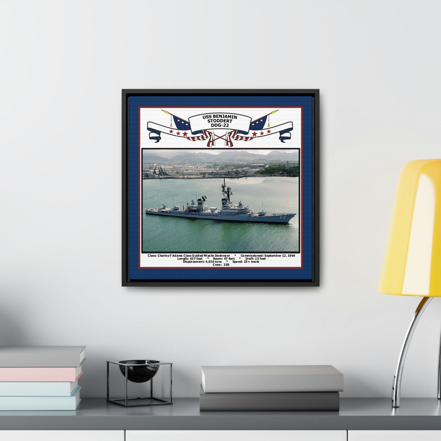 USS Benjamin Stoddert DDG-22 Navy Floating Frame Photo Desk View