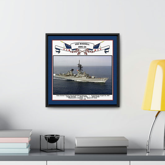 USS Waddell DDG-24 Navy Floating Frame Photo Desk View