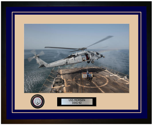 USS MOMSEN DDG-92 Framed Navy Ship Photo Blue