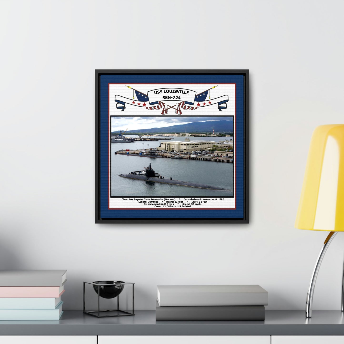 USS Louisville SSN-724 Navy Floating Frame Photo Desk View