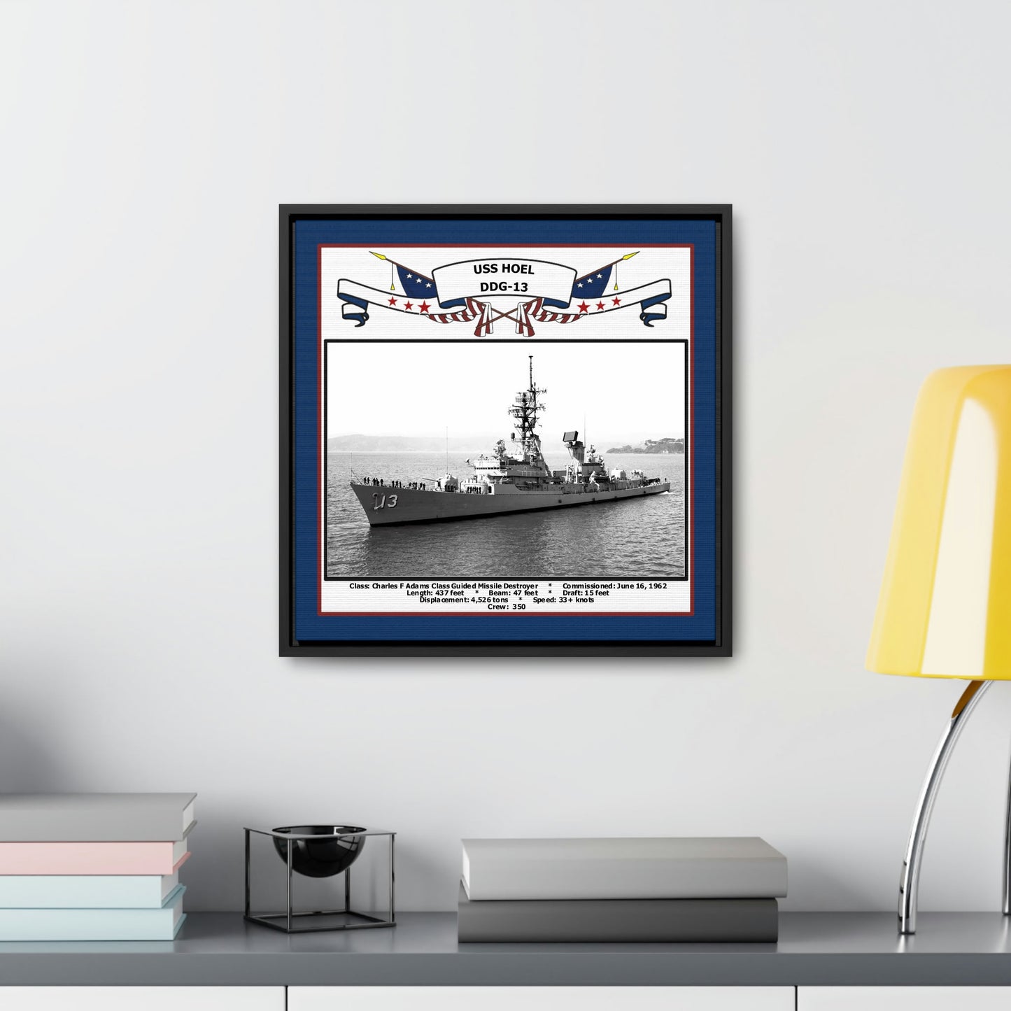USS Hoel DDG-13 Navy Floating Frame Photo Desk View