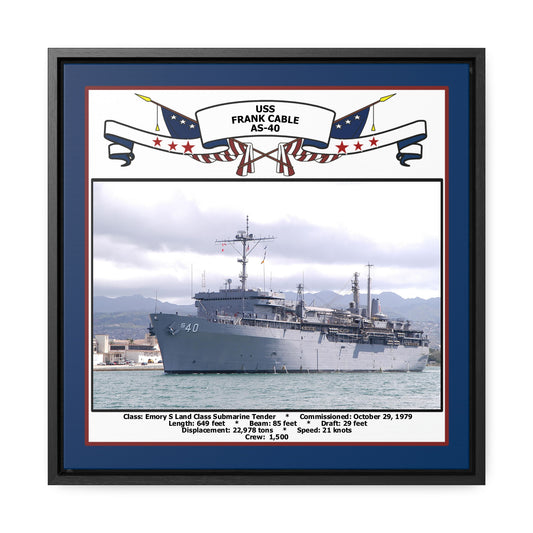 USS Frank Cable AS-40 Navy Floating Frame Photo Front View