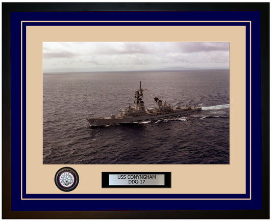 USS CONYNGHAM DDG-17 Framed Navy Ship Photo Blue