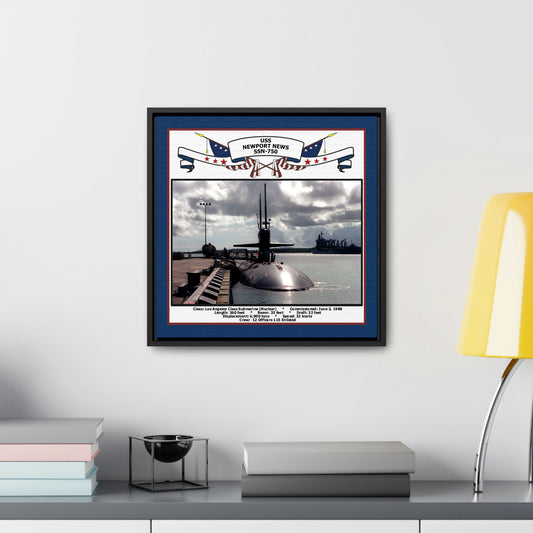 USS Newport News SSN-750 Navy Floating Frame Photo Desk View