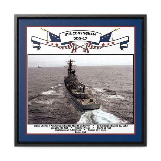 USS Conyngham DDG-17 Navy Floating Frame Photo Front View