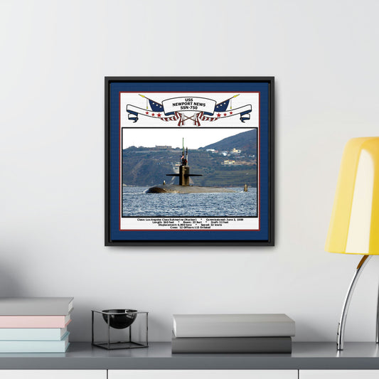 USS Newport News SSN-750 Navy Floating Frame Photo Desk View