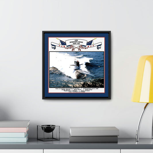 USS Newport News SSN-750 Navy Floating Frame Photo Desk View