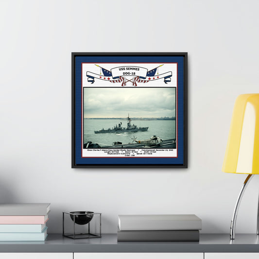 USS Semmes DDG-18 Navy Floating Frame Photo Desk View