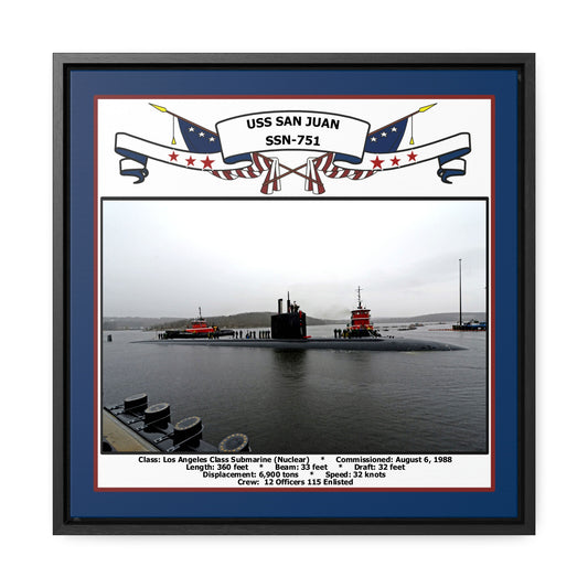 USS San Juan SSN-751 Navy Floating Frame Photo Front View