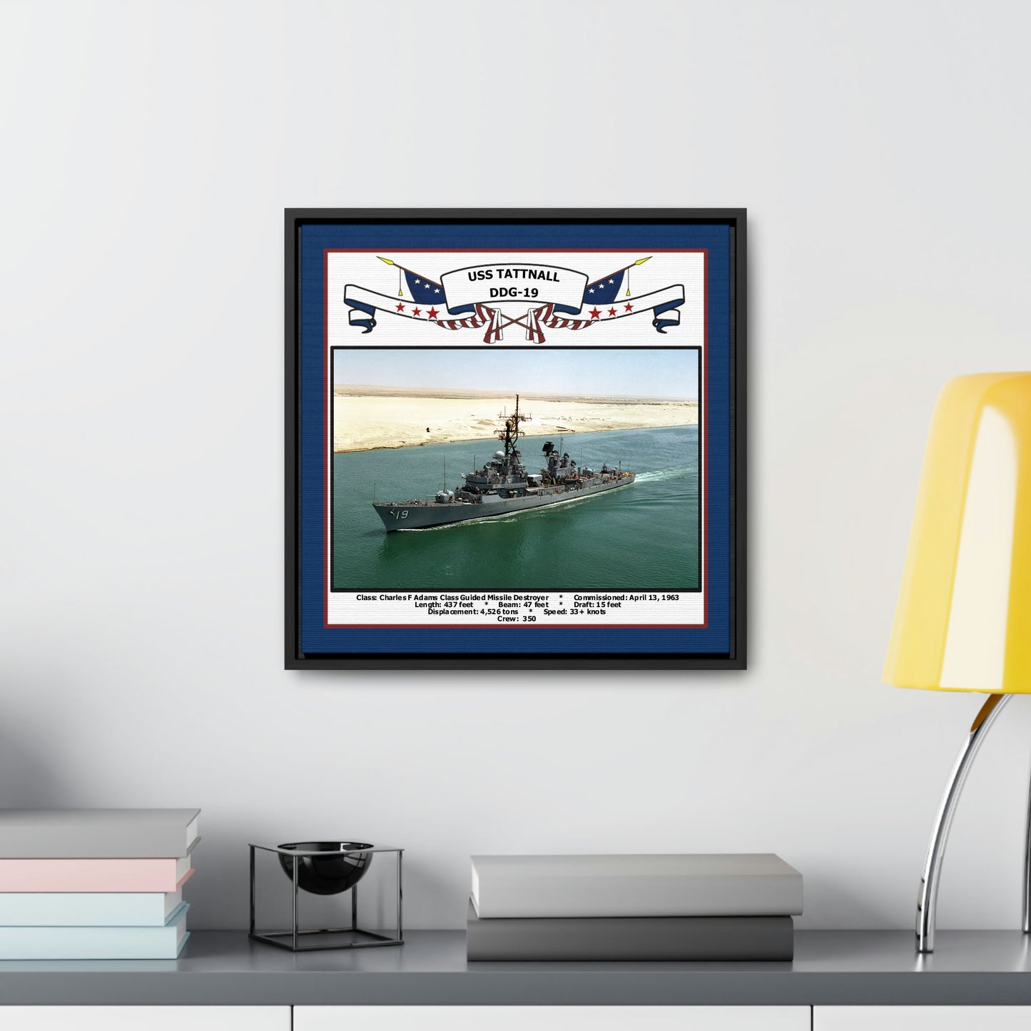 USS Tattnall DDG-19 Navy Floating Frame Photo Desk View