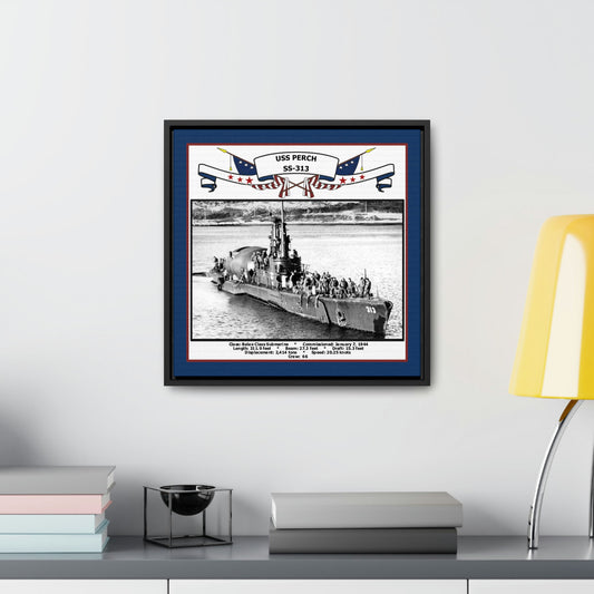 USS Perch SS-313 Navy Floating Frame Photo Desk View