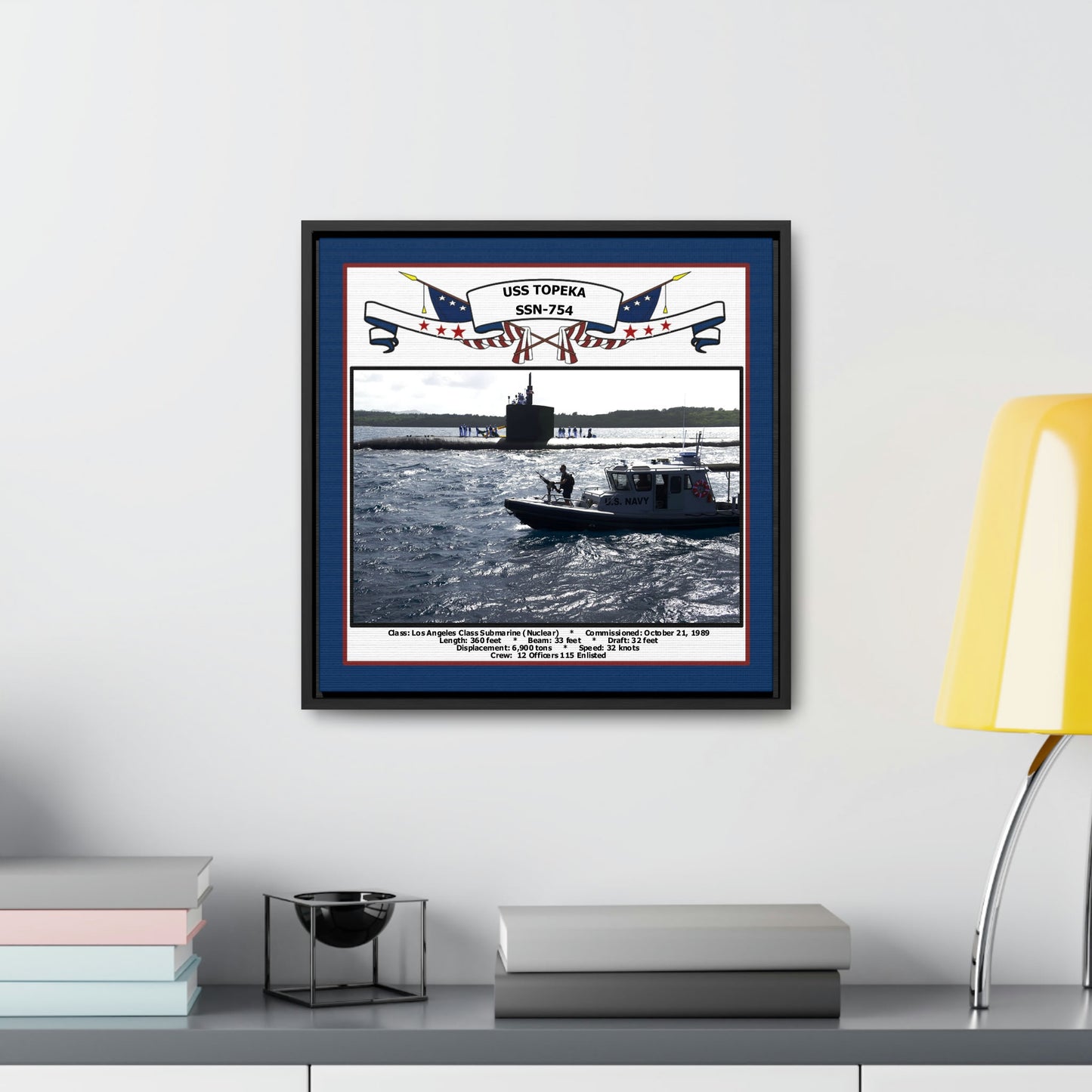 USS Topeka SSN-754 Navy Floating Frame Photo Desk View
