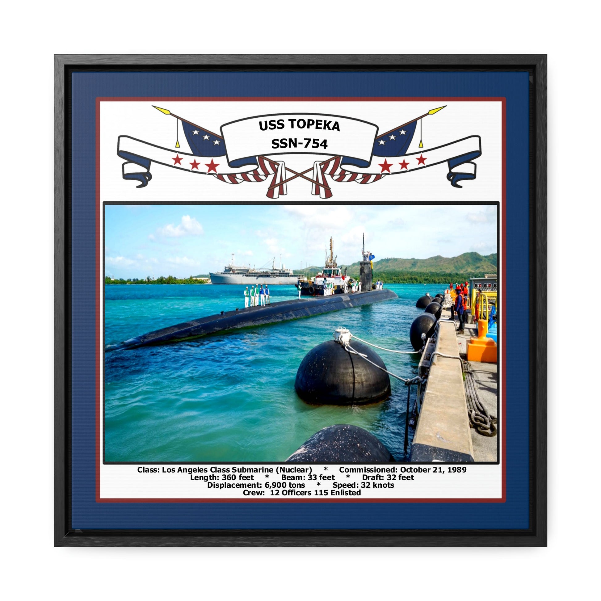 USS Topeka SSN-754 Navy Floating Frame Photo Front View