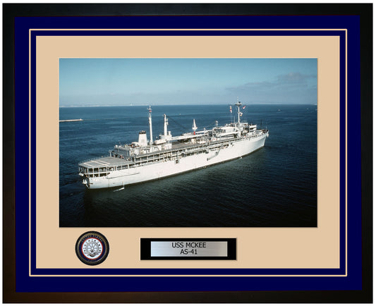 USS MCKEE AS-41 Framed Navy Ship Photo Blue