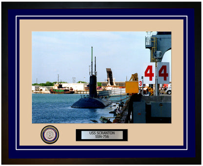 USS Scranton SSN-756 Framed Navy Ship Photo Blue