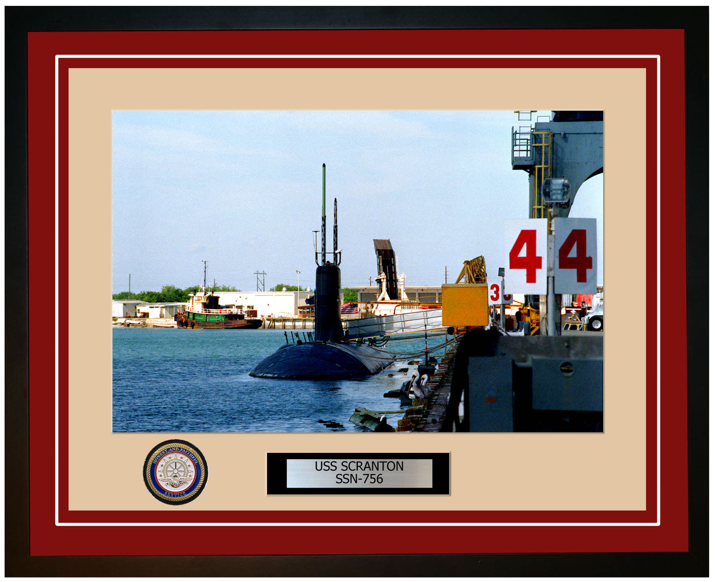 USS Scranton SSN-756 Framed Navy Ship Photo Burgundy