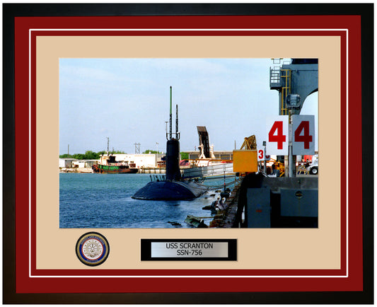 USS Scranton SSN-756 Framed Navy Ship Photo Burgundy