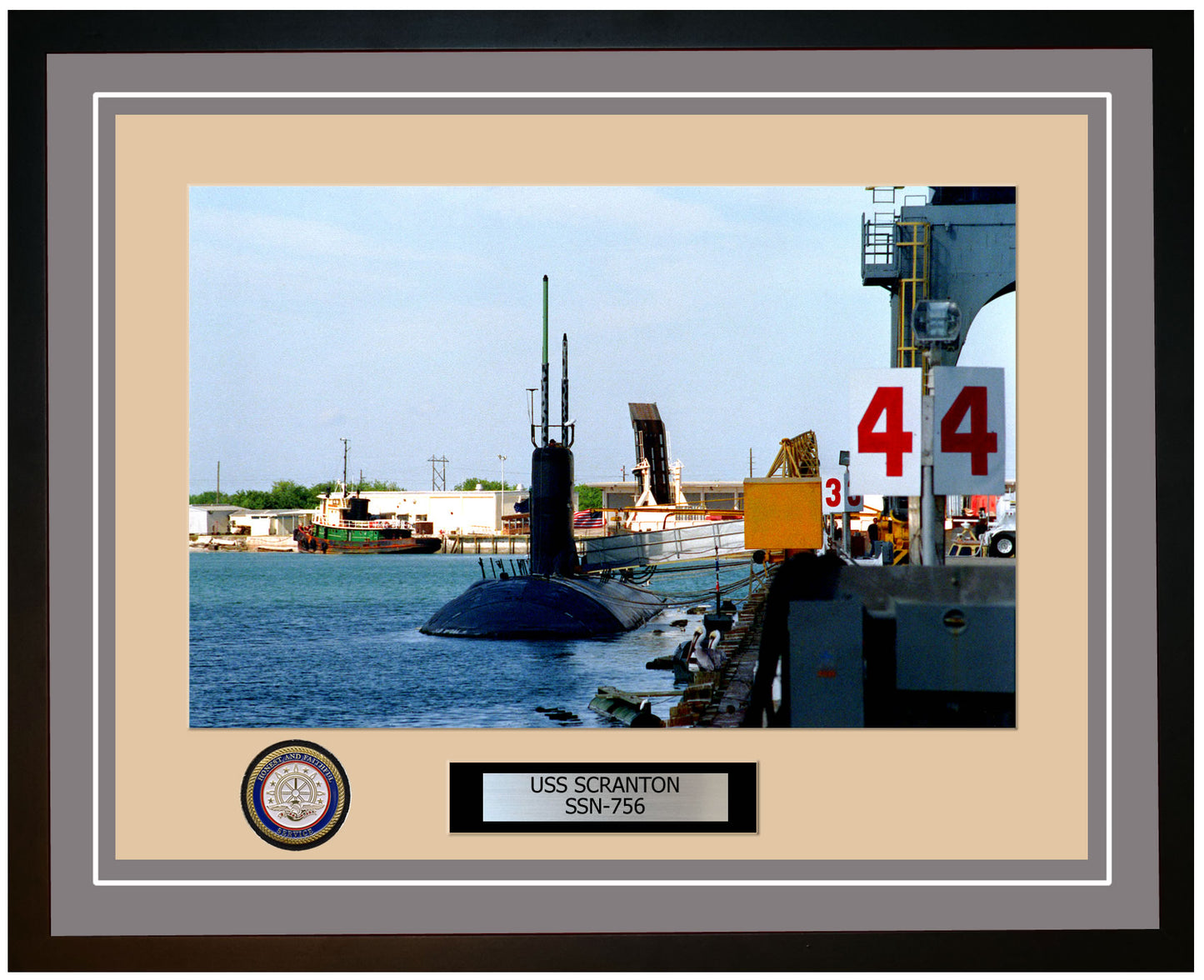 USS Scranton SSN-756 Framed Navy Ship Photo Grey