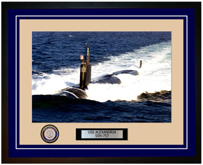 USS Alexandria SSN-757 Framed Navy Ship Photo Blue