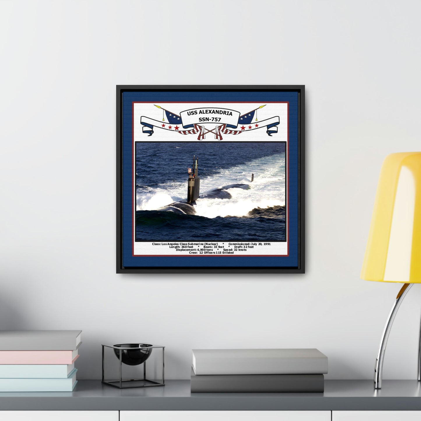 USS Alexandria SSN-757 Navy Floating Frame Photo Desk View