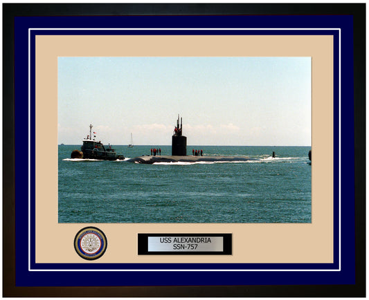 USS Alexandria SSN-757 Framed Navy Ship Photo Blue