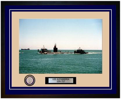 USS Alexandria SSN-757 Framed Navy Ship Photo Blue