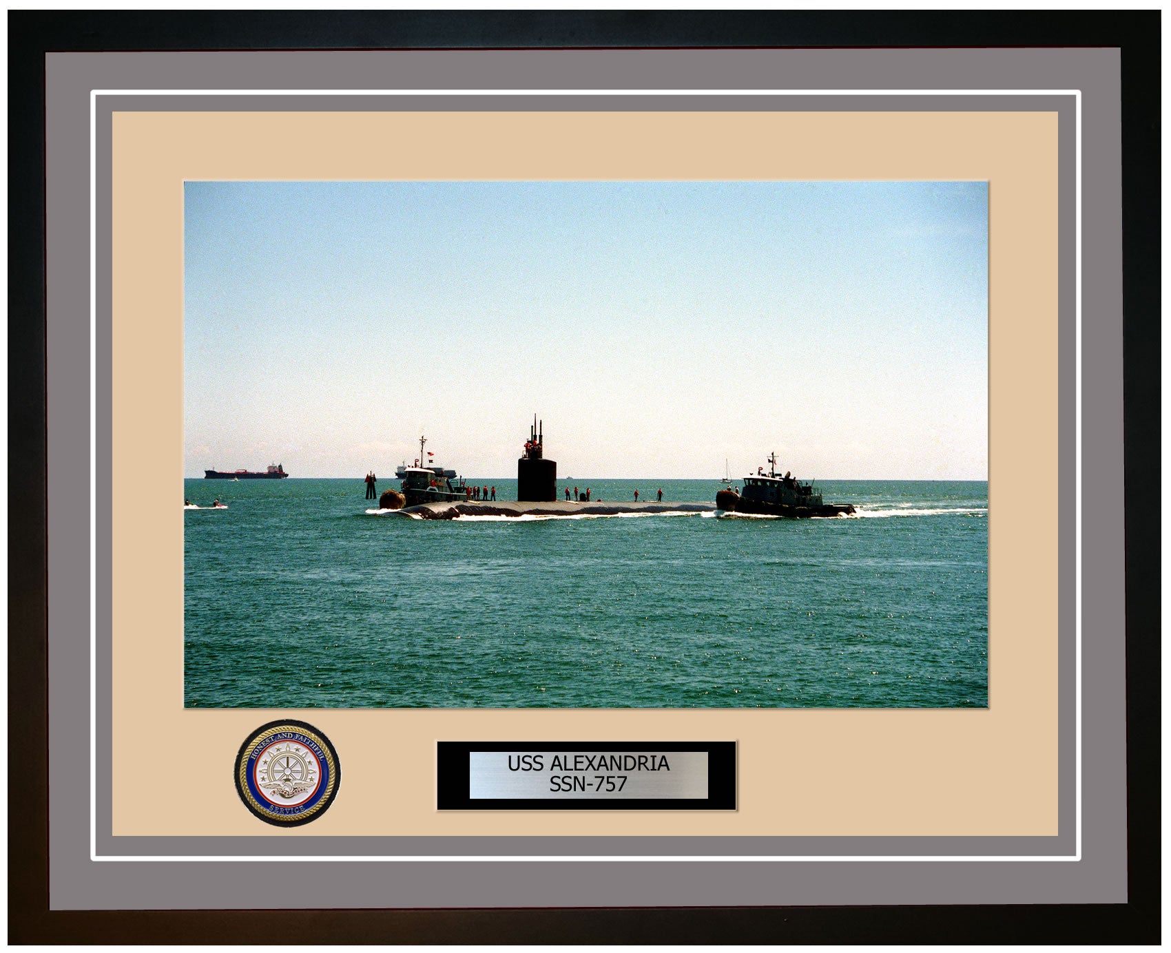 USS Alexandria SSN-757 Framed Navy Ship Photo Grey