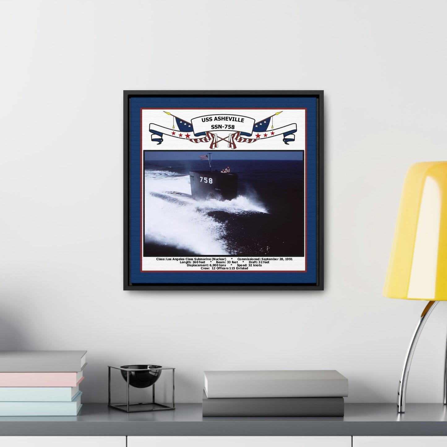 USS Asheville SSN-758 Navy Floating Frame Photo Desk View
