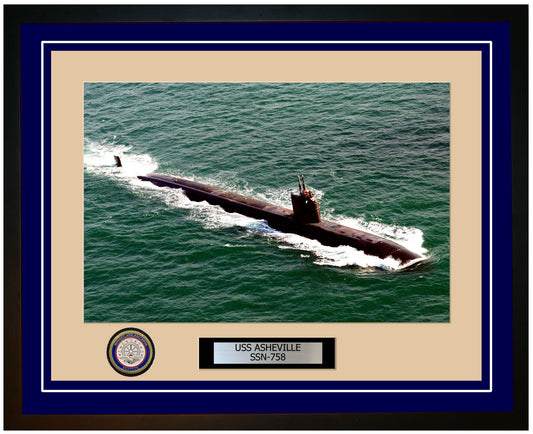 USS Asheville SSN-758 Framed Navy Ship Photo Blue