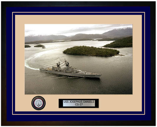 USS JOSEPHUS DANIELS CG-27 Framed Navy Ship Photo Blue