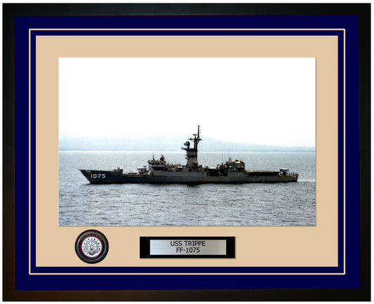 USS TRIPPE FF-1075 Framed Navy Ship Photo Blue