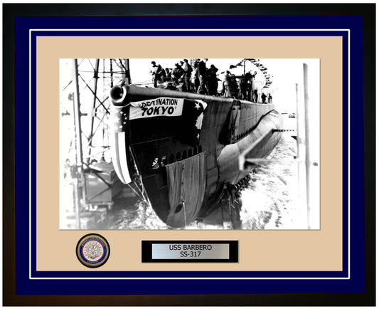 USS Barbero SS-317 Framed Navy Ship Photo Blue