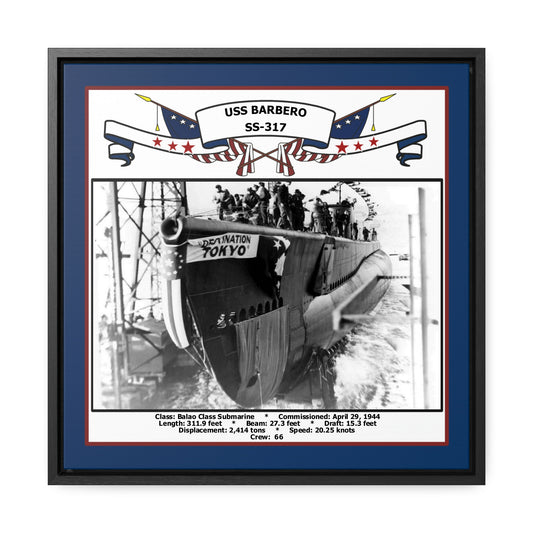 USS Barbero SS-317 Navy Floating Frame Photo Front View