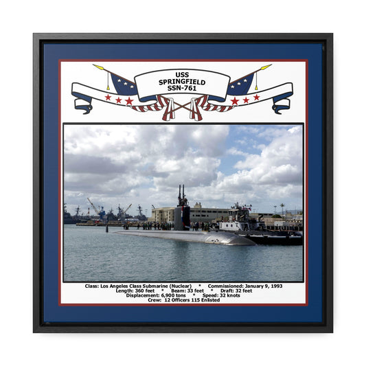 USS Springfield SSN-761 Navy Floating Frame Photo Front View