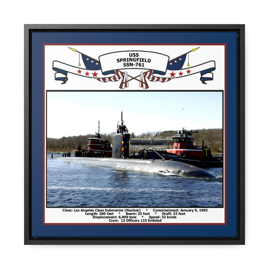 USS Springfield SSN-761 Navy Floating Frame Photo Front View