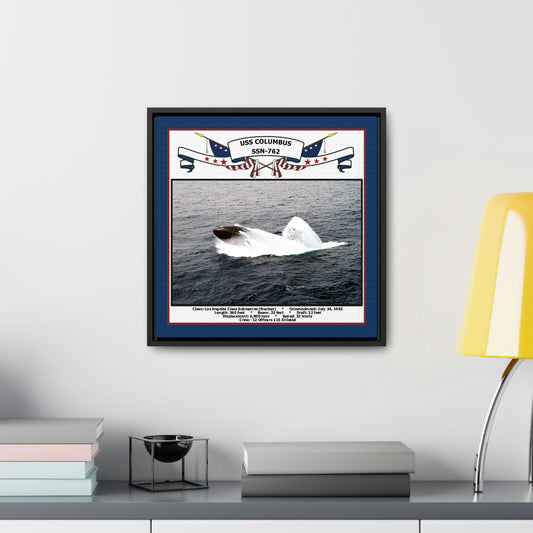USS Columbus SSN-762 Navy Floating Frame Photo Desk View