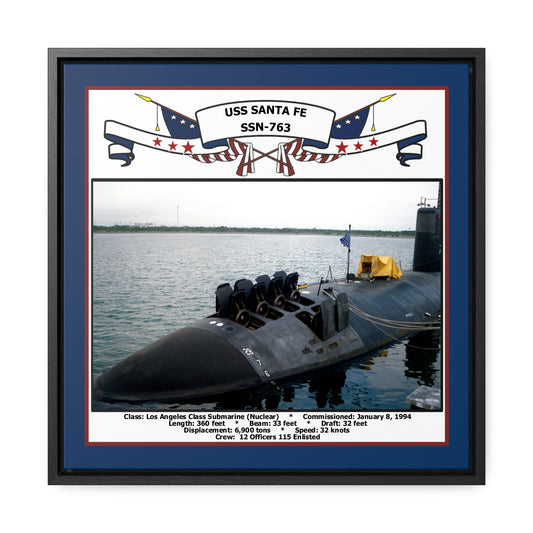 USS Santa Fe SSN-763 Navy Floating Frame Photo Front View