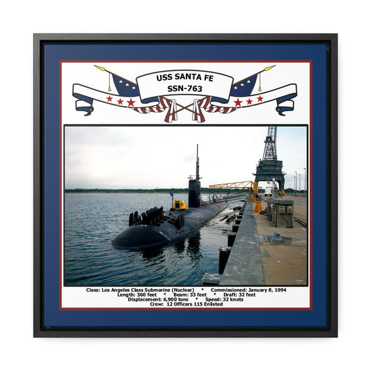 USS Santa Fe SSN-763 Navy Floating Frame Photo Front View