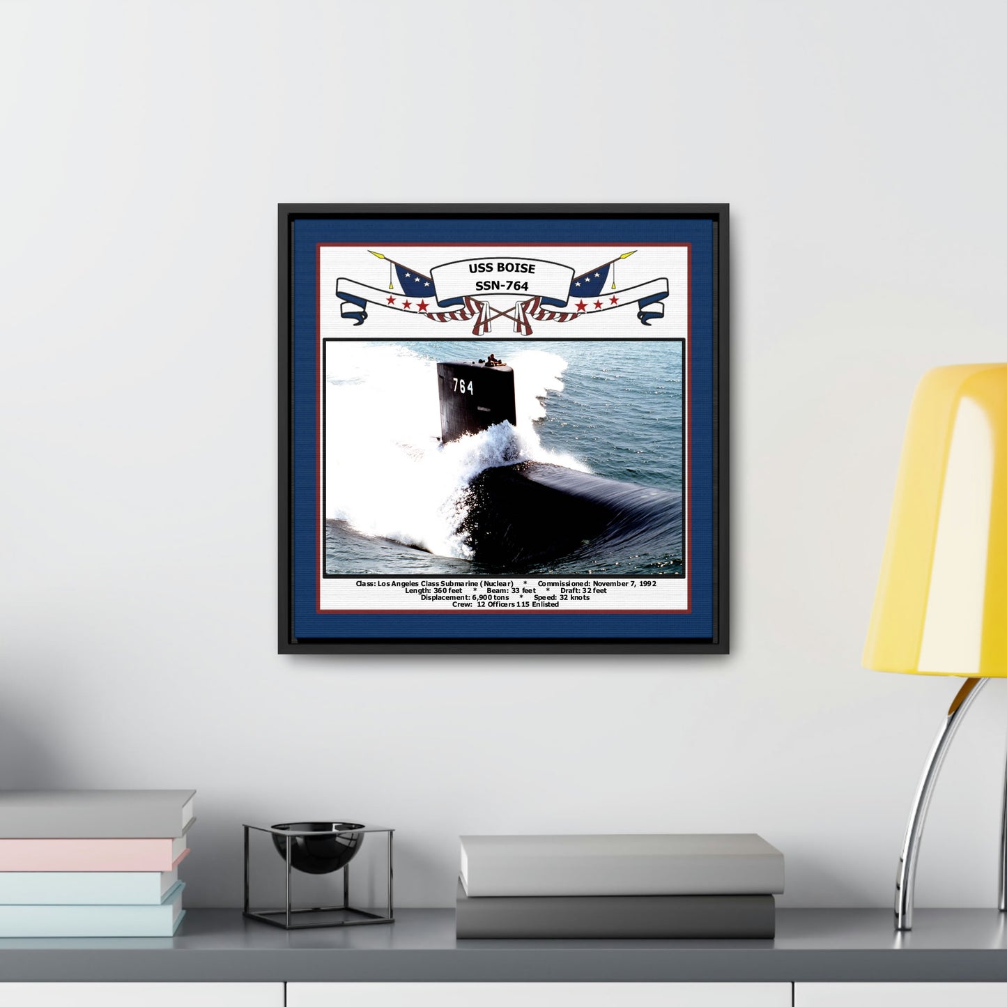 USS Boise SSN-764 Navy Floating Frame Photo Desk View