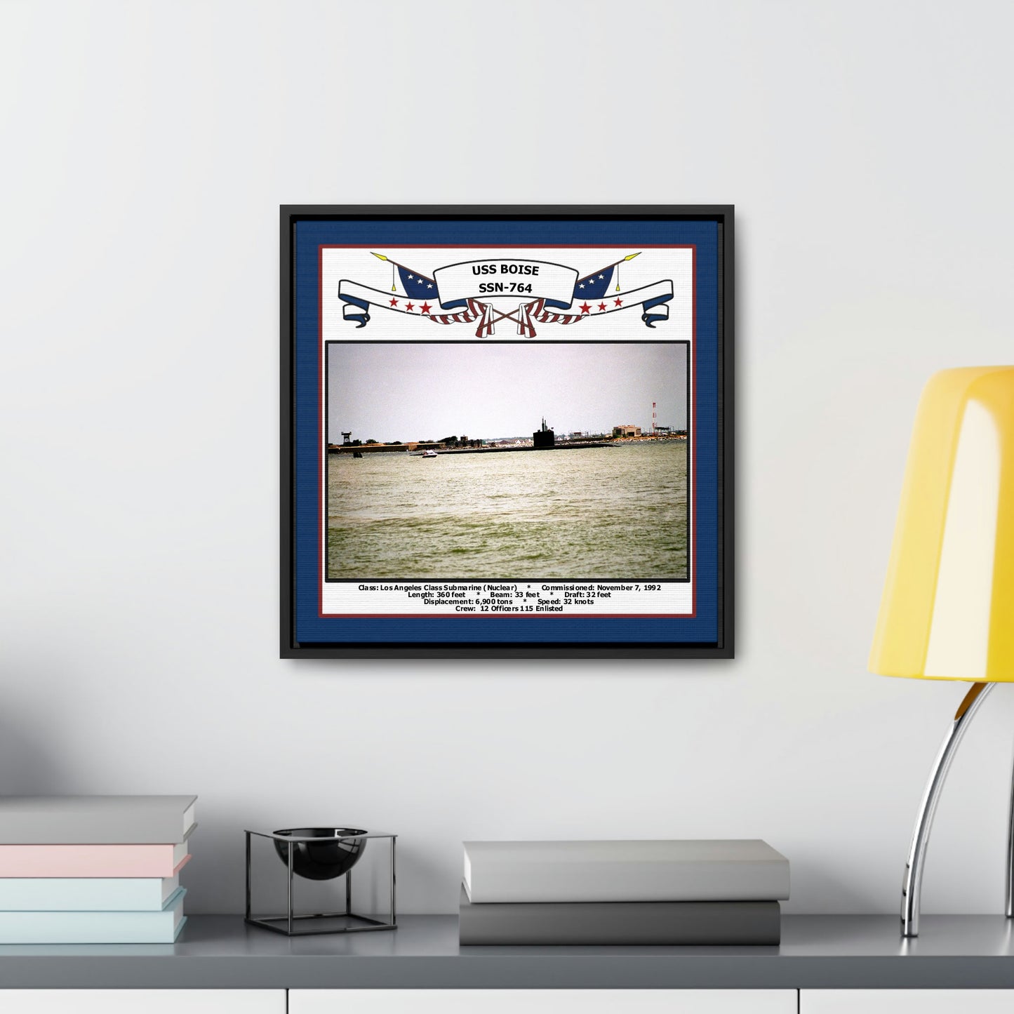 USS Boise SSN-764 Navy Floating Frame Photo Desk View