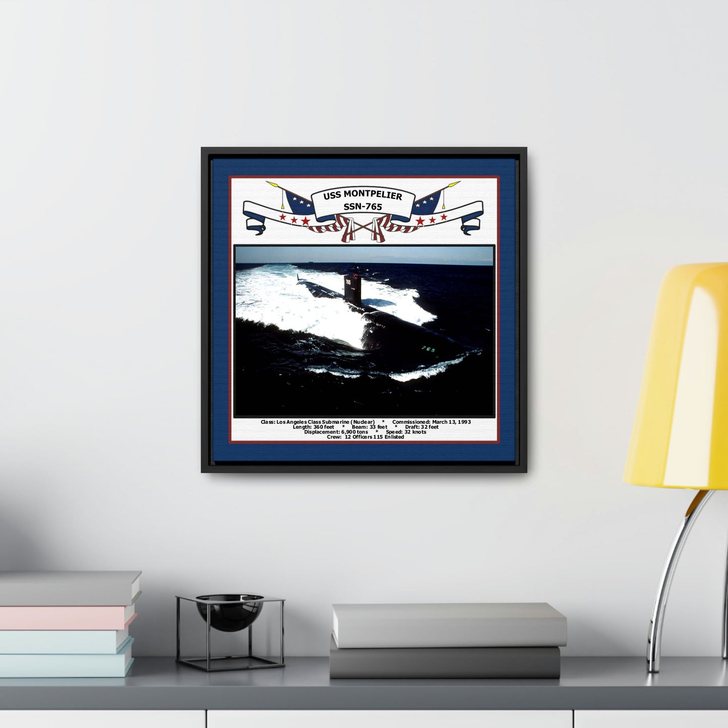 USS Montpelier SSN-765 Navy Floating Frame Photo Desk View