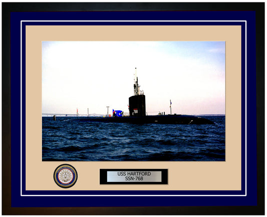 USS Hartford SSN-768 Framed Navy Ship Photo Blue