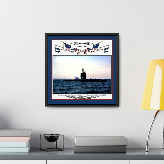 USS Hartford SSN-768 Navy Floating Frame Photo Desk View